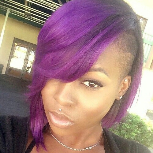 purple bob with shaved side