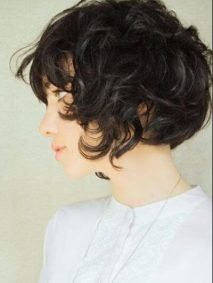 Short Angled Bob with Bangs for Wavy Hair