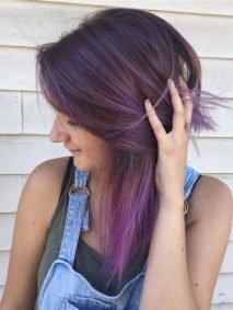 purple highlights on light brown hair