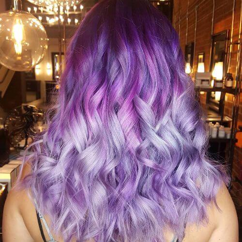 Curly Hair Light Lavender Balayage