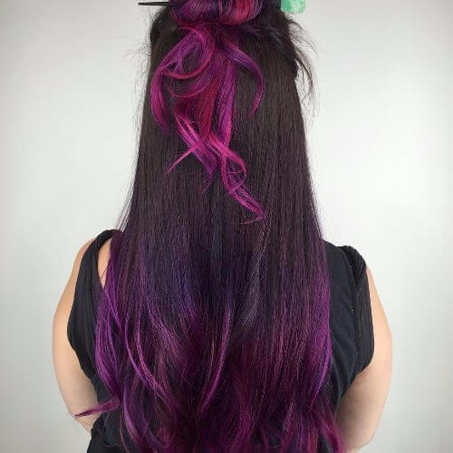purple hair updo 