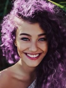purple curly hair