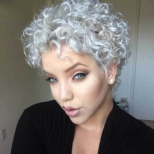 Silver Short Naturally Curly Hairstyles