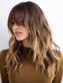 Wavy Ombre and Long Bangs