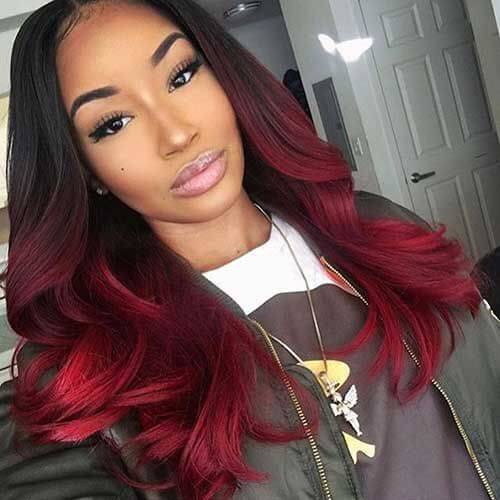 Loose Curls with Red Ombre Hair