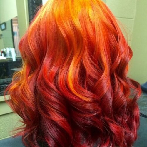 Yellow to Red Ombre Hair