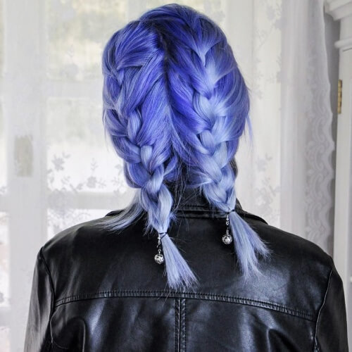 Pigtail Braids for Blue Ombre Hair