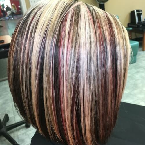 Chunky Blonde and Wispy Red Highlights