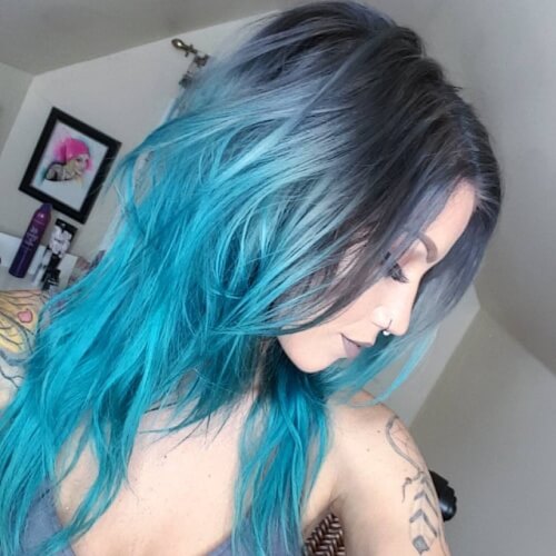 Pastel and Teal Hair Color Ombre