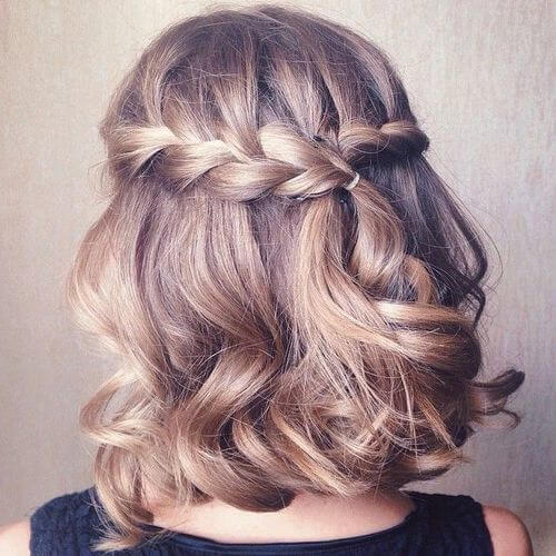 Waterfall Braid Prom Hairstyle for Short Hair