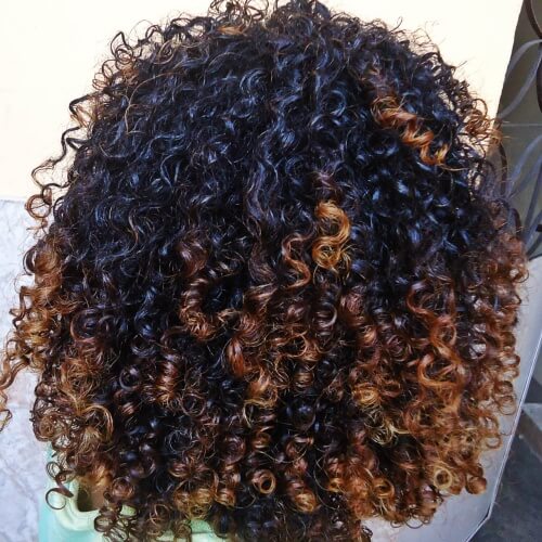 Long Curly Hairstyle with Colored Tips