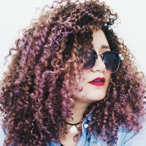 Long Curly Hairstyle with Colorful Highlights