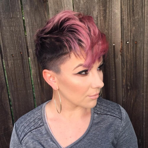 Pink Ombre Pixie Cut with Long Bangs