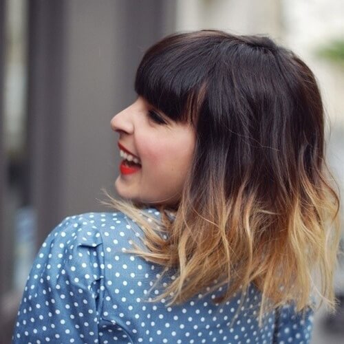 Short Ombre Hair with Blunt Bangs