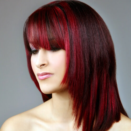 Bright Red Highlights on Black Cherry Base