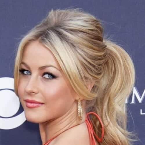 high ponytail with sides swooped over ears medium length haircuts for thick hair