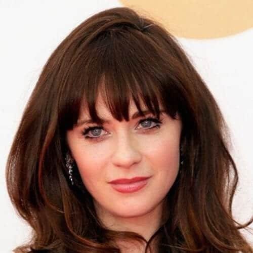 zooey deschanel medium length haircuts for thick hair