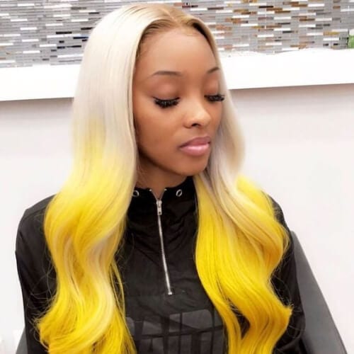 platinum and yellow sew in weave hairstyles