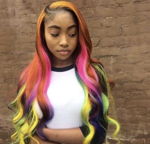 rainbow sew in weave hairstyles