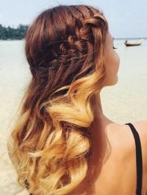 summer waterfall braid with curls
