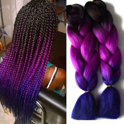 Blue Ombre braid hairstyles with weave