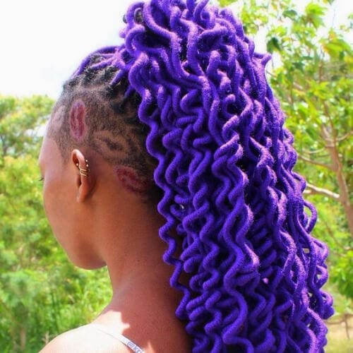  Purple Yarn Locs with Side Undershaves braid hairstyles with weave