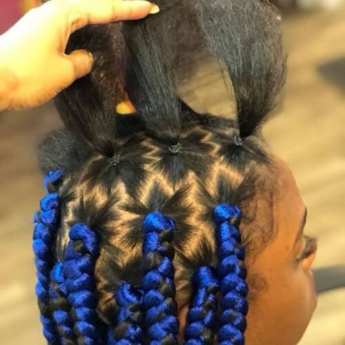 blue braid hairstyles with weave