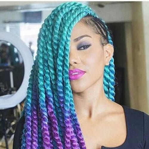 turquoise purple braid hairstyles with weave