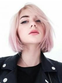 Pastel pink short straight hairstyles