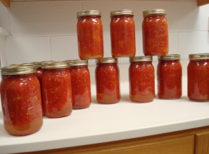 stacked jars of tomato sauce 