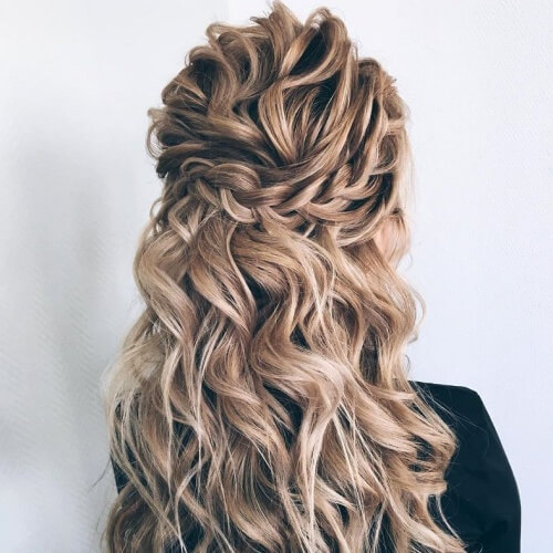 Loose Halo Braid Curly Hairstyles