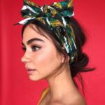 Low Messy Bun Hairstyle with Headscarf
