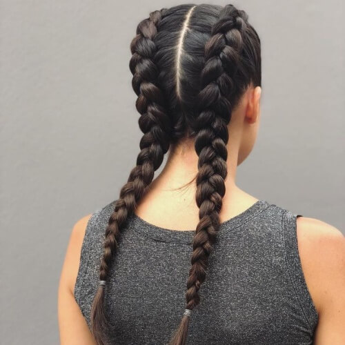 Dutch Braid with Tight Pigtails