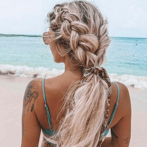 Two Dutch Braids into Low Ponytail Hairstyles