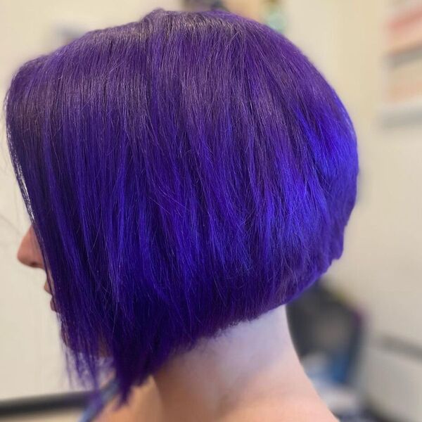 Purple Bob Hairstyle - a woman with a long nose