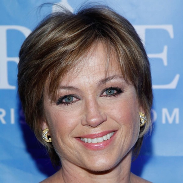 Side Parted Wispy Hair - Dorothy Hamill is wearing gold earrings