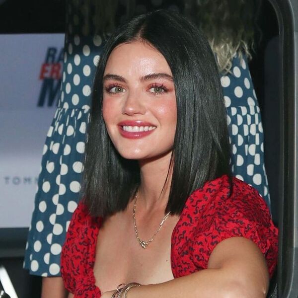 Lucy Hale - wearing a red sexy top