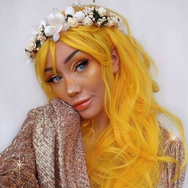 hippie hairstyle - a girl with a yellow hair