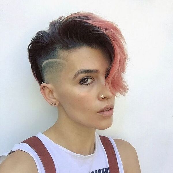 Pixie Fade with Pink Streak