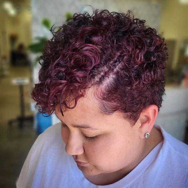 Curly on Purple Red Hair