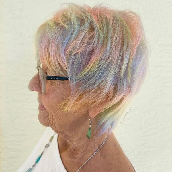 Holograhic Hair for Older Women - a woman wearing a eyeglasses