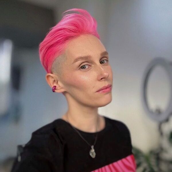 Pink Pixie Cut with Side Shaved