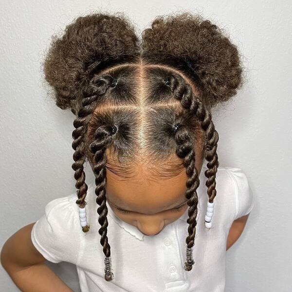 Twisted Braids and Buns for School Hair