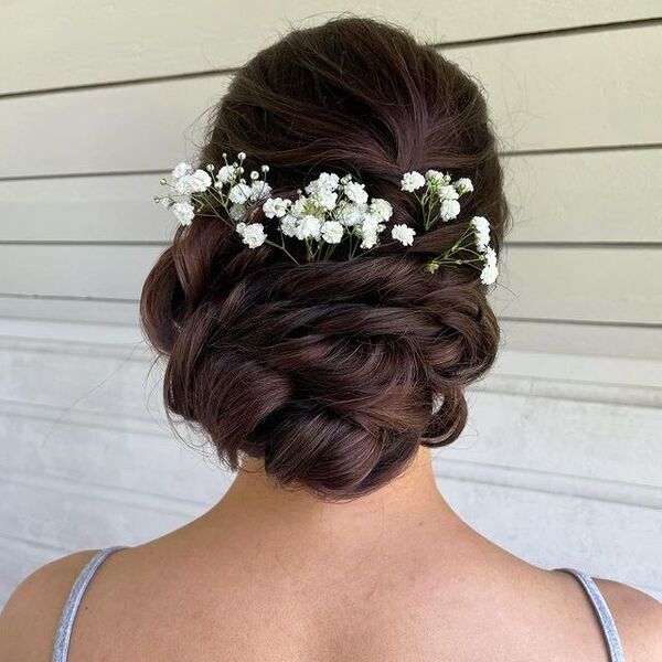 Twisted Low Bun with Flowers