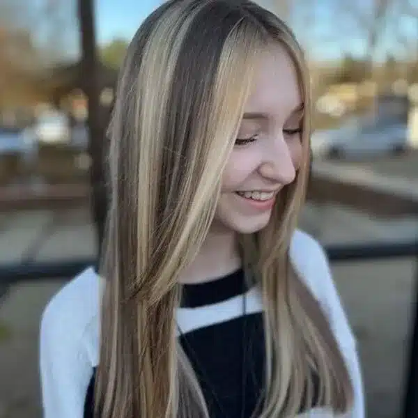 Long Blonde Hair with Light and Dark Brown Hair Color