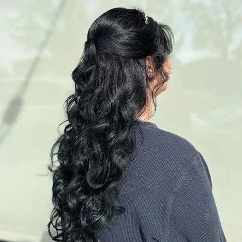 Half Up Long Curly Hairstyle