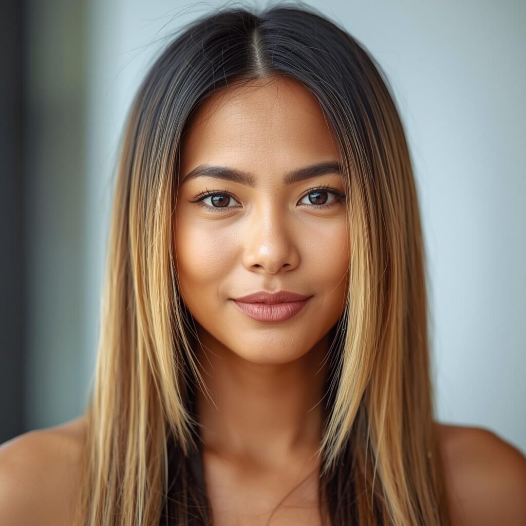 Black to Blonde Balayage Straight Hair