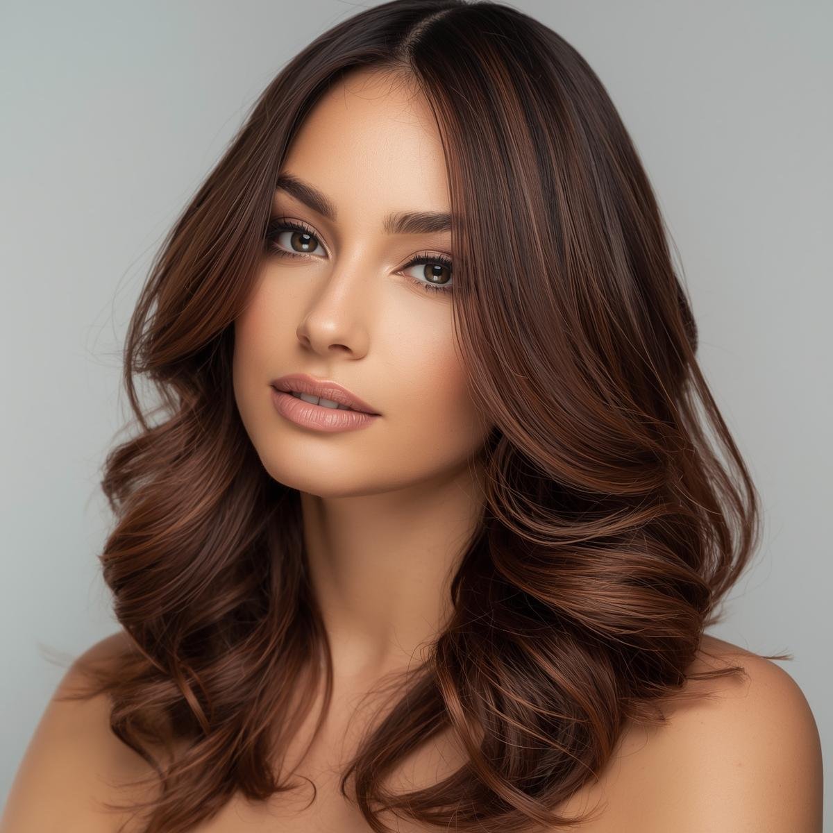 Dark Balayage Hair Color with Auburn