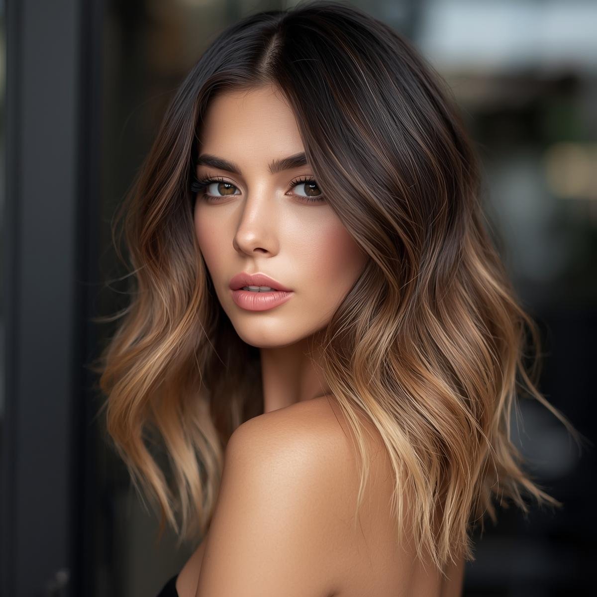 Dark to Light Balayage Hair Color Gradient