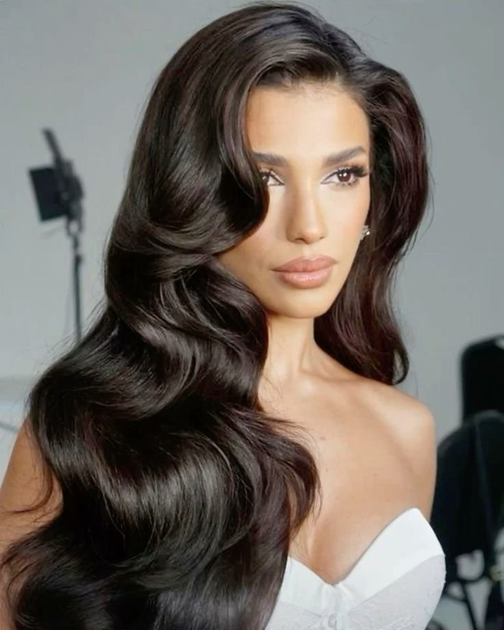 Side part long hair